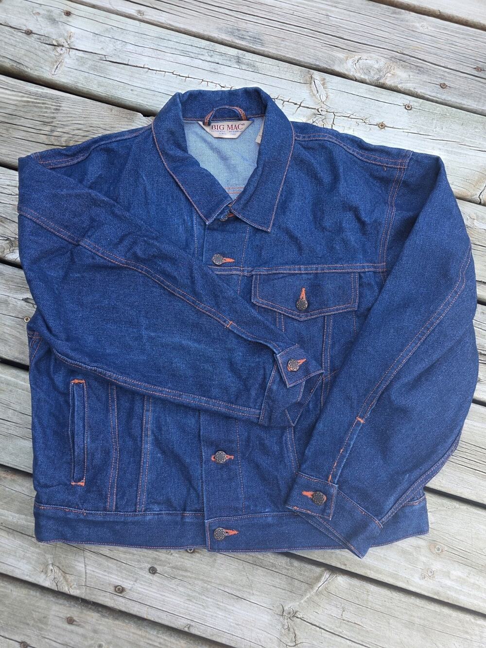 Vintage Big Mac Denim Jacket Mens Size Medium Dark Blue Jean Trucker
